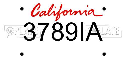 3789IA California License Plate