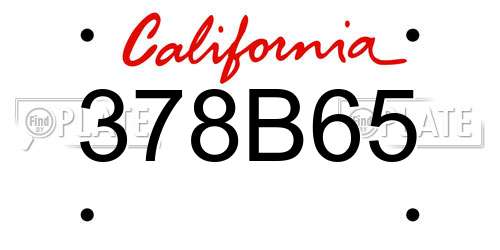 378B65 California License Plate