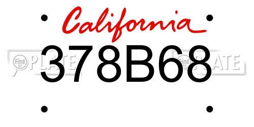 378B68 California License Plate