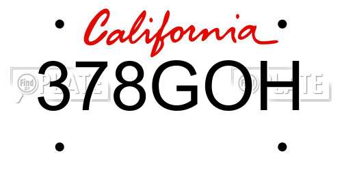 378GOH California License Plate