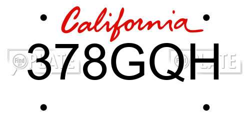 378GQH California License Plate