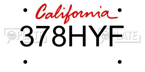 378HYF California License Plate