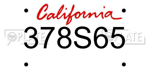 378S65 California License Plate