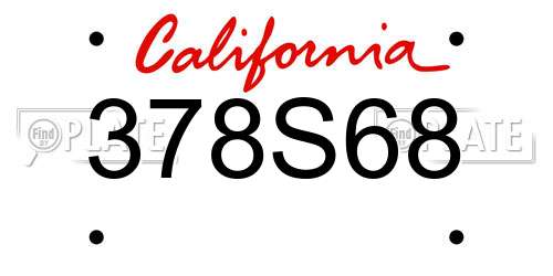 378S68 California License Plate