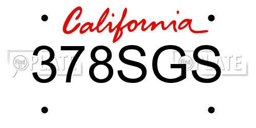 378SGS California License Plate