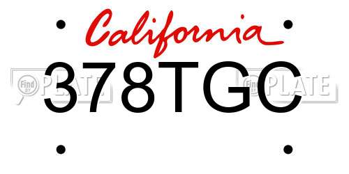 378TGC California License Plate