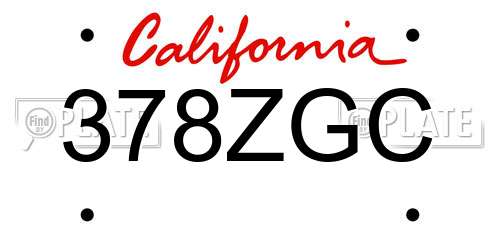 378ZGC California License Plate