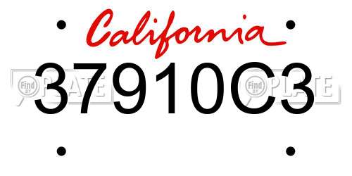 37910C3 California License Plate