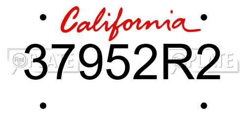 37952R2 California License Plate
