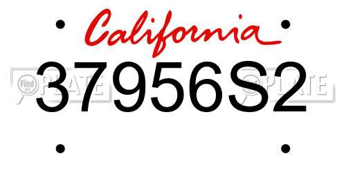 37956S2 California License Plate