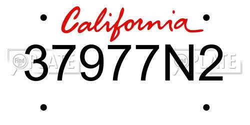 37977N2 California License Plate