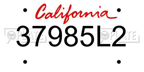 37985L2 California License Plate