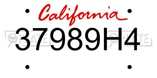 37989H4 California License Plate