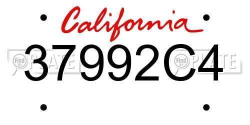 37992C4 California License Plate