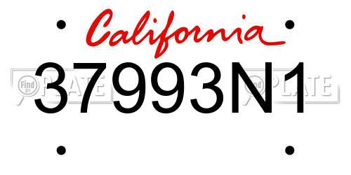 37993N1 California License Plate