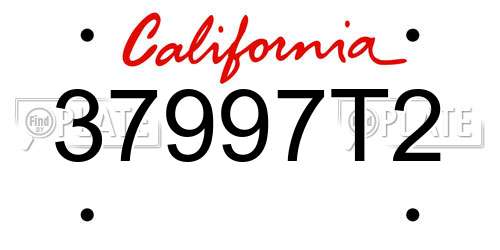 37997T2 California License Plate