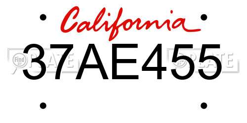 37AE455 California License Plate