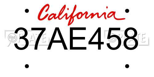 37AE458 California License Plate