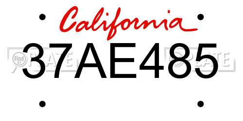37AE485 California License Plate