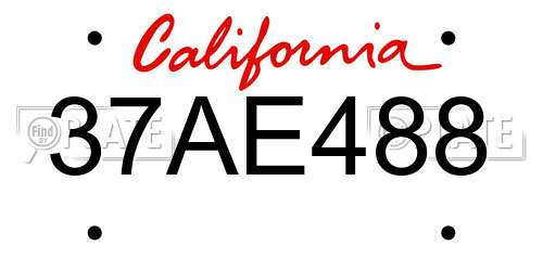 37AE488 California License Plate