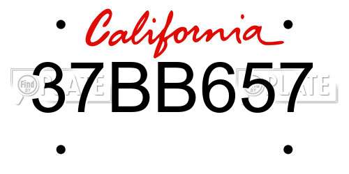 37BB657 California License Plate