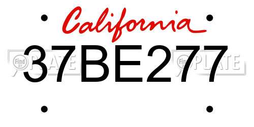 37BE277 California License Plate