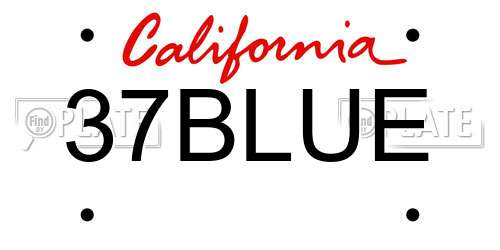 37BLUE California License Plate
