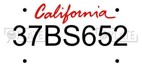 37BS652 California License Plate