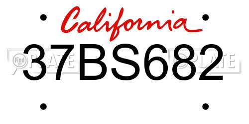 37BS682 California License Plate