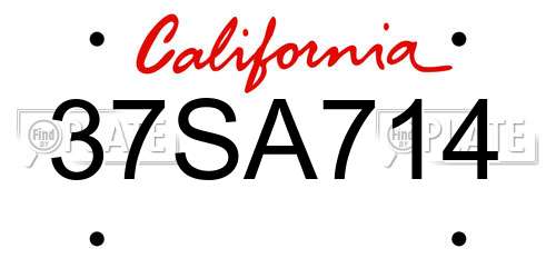 37SA714 California License Plate
