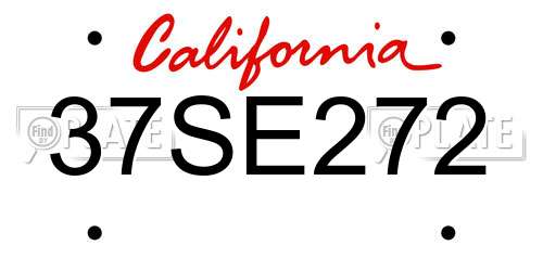 37SE272 California License Plate