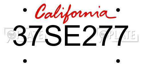 37SE277 California License Plate