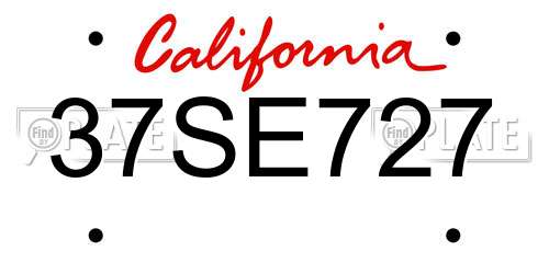 37SE727 California License Plate