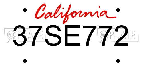 37SE772 California License Plate