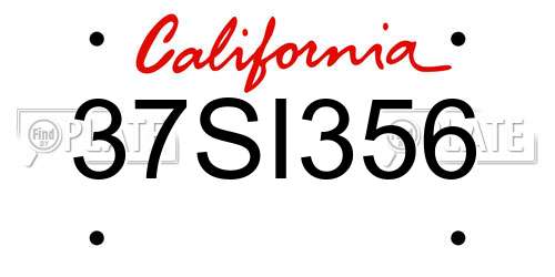 37SI356 California License Plate