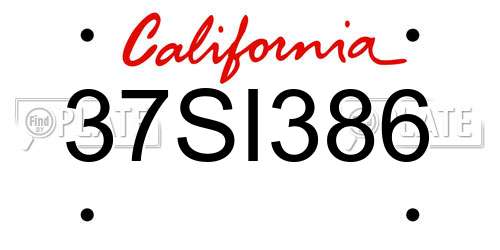 37SI386 California License Plate
