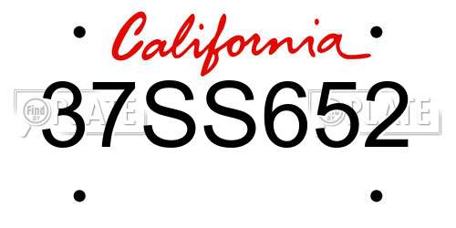 37SS652 California License Plate