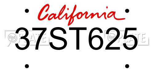 37ST625 California License Plate