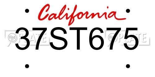 37ST675 California License Plate