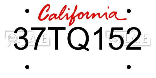 37TQ152 California License Plate