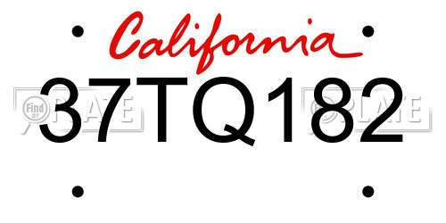 37TQ182 California License Plate