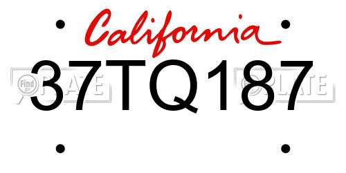 37TQ187 California License Plate