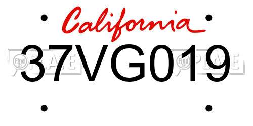 37VG019 California License Plate