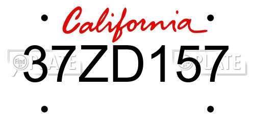 37ZD157 California License Plate