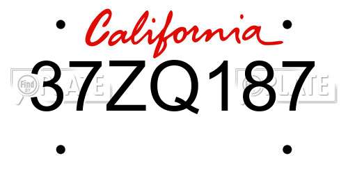37ZQ187 California License Plate