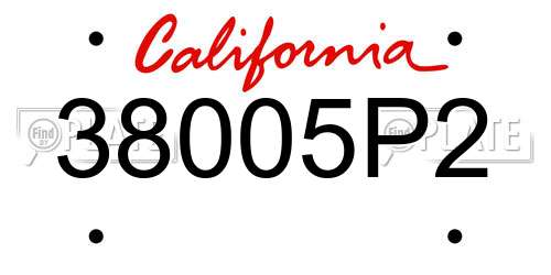 38005P2 California License Plate