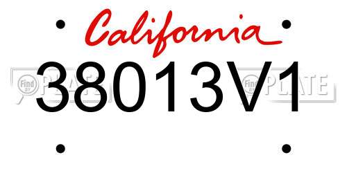 38013V1 California License Plate