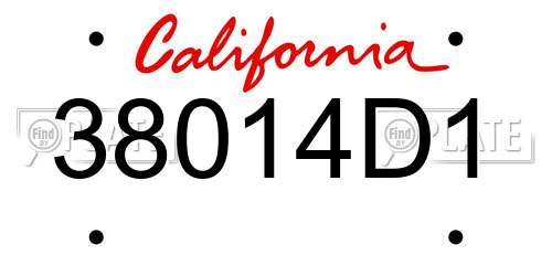 38014D1 California License Plate