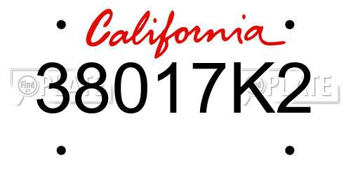38017K2 California License Plate