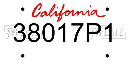 38017P1 California License Plate